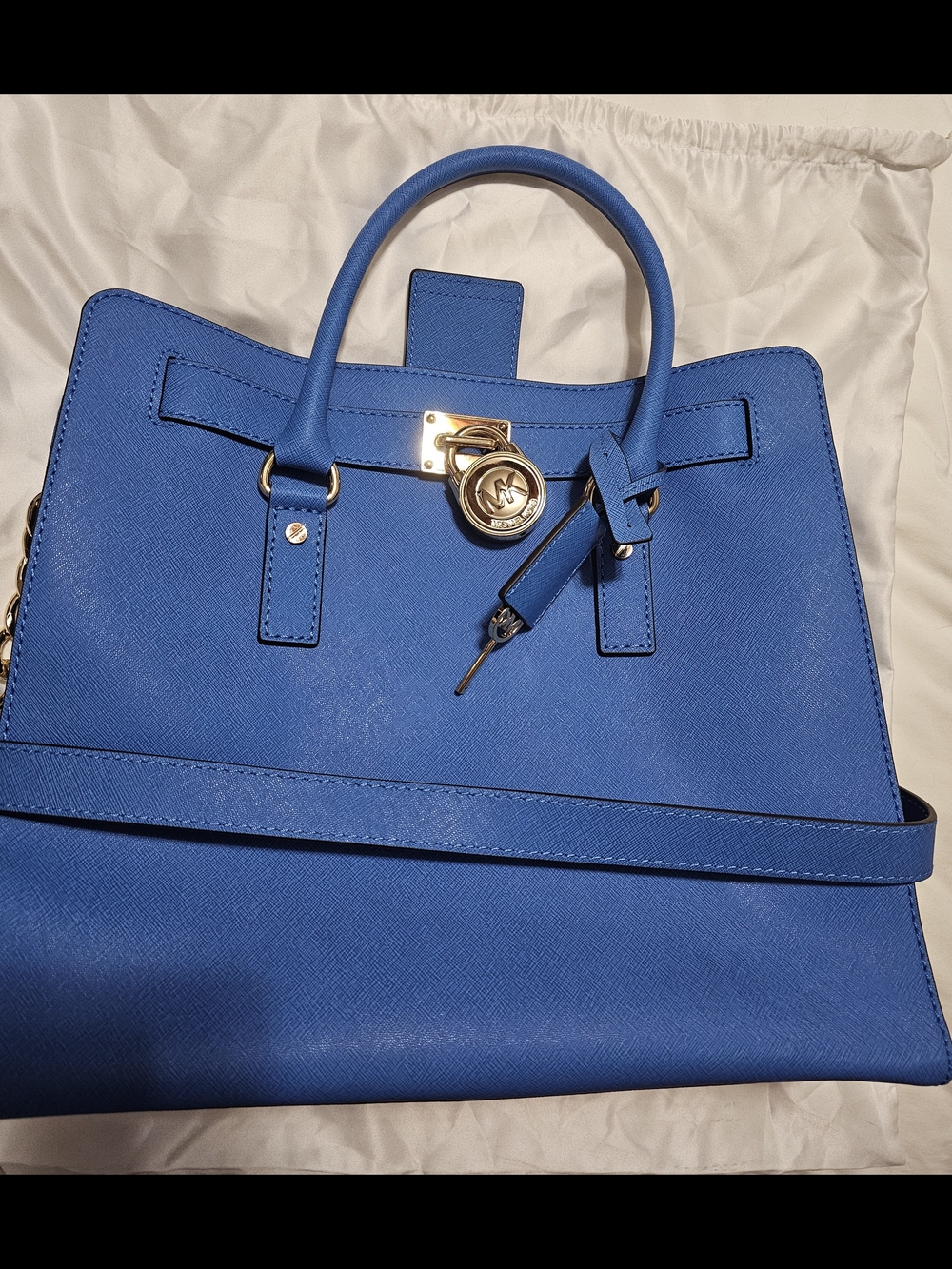 Michael Kors Vintage Blue Saffiano Leather Satchel -made 2015